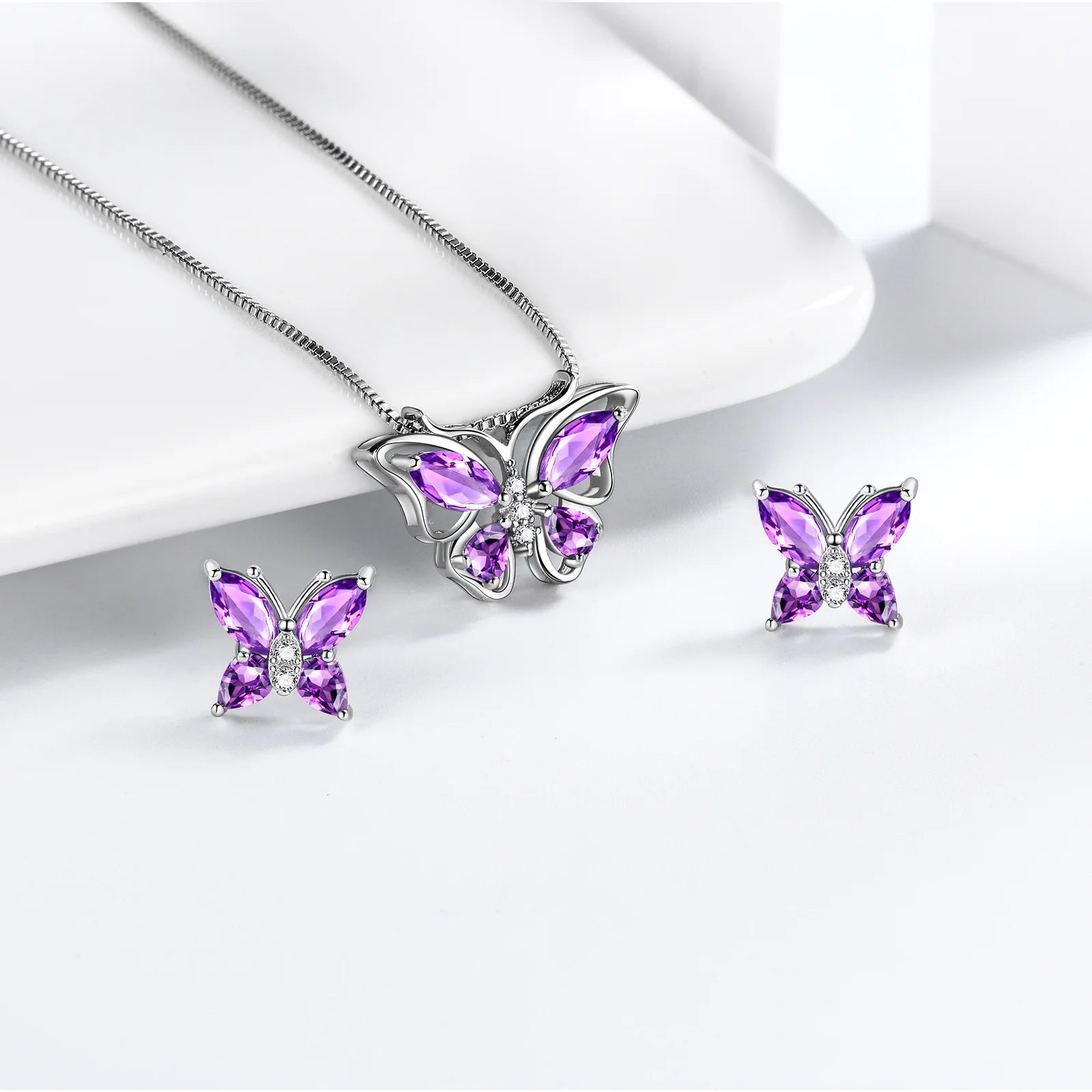The Ethereal Monarch Suite: February Amethyst & handcrafted 925 Sterling Silver Collection 