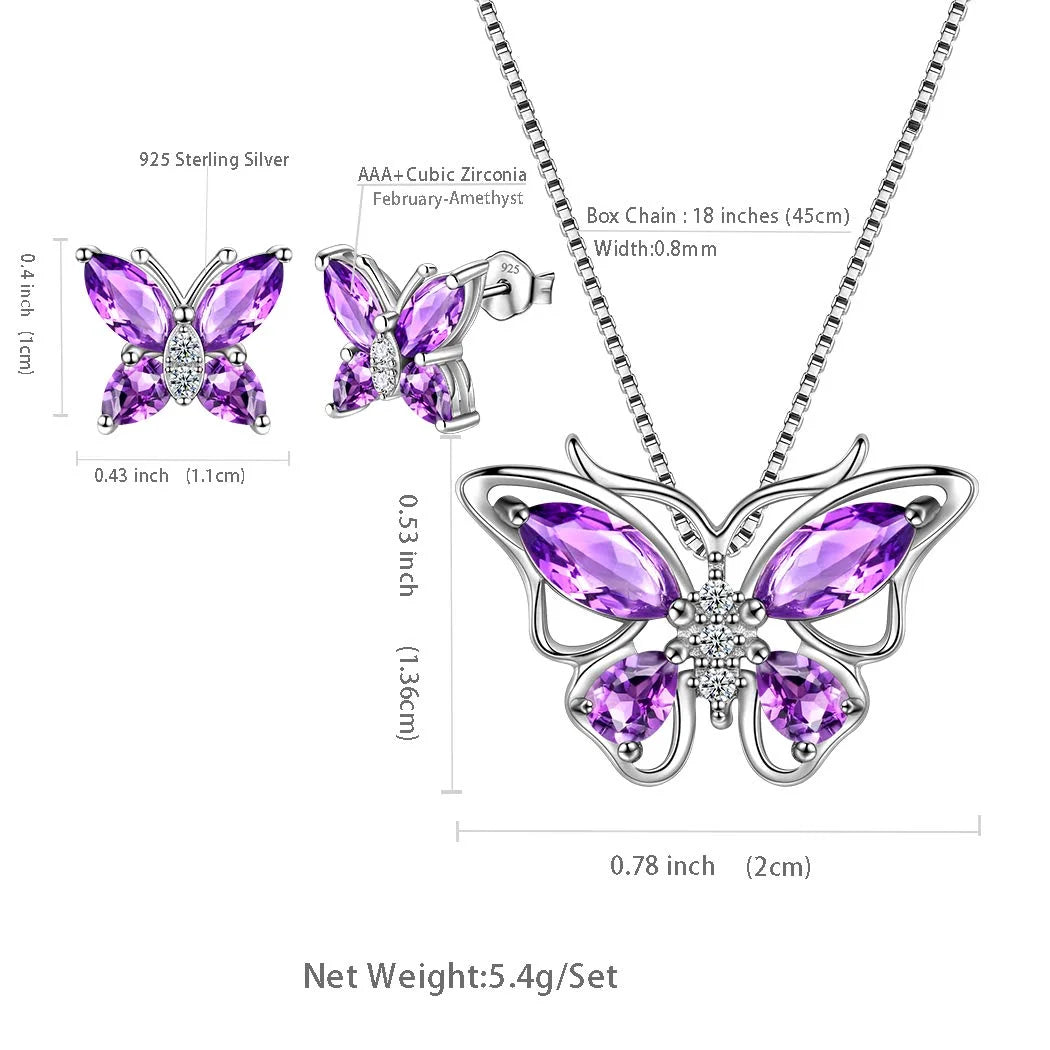 The Ethereal Monarch Suite: February Amethyst & handcrafted 925 Sterling Silver Collection 