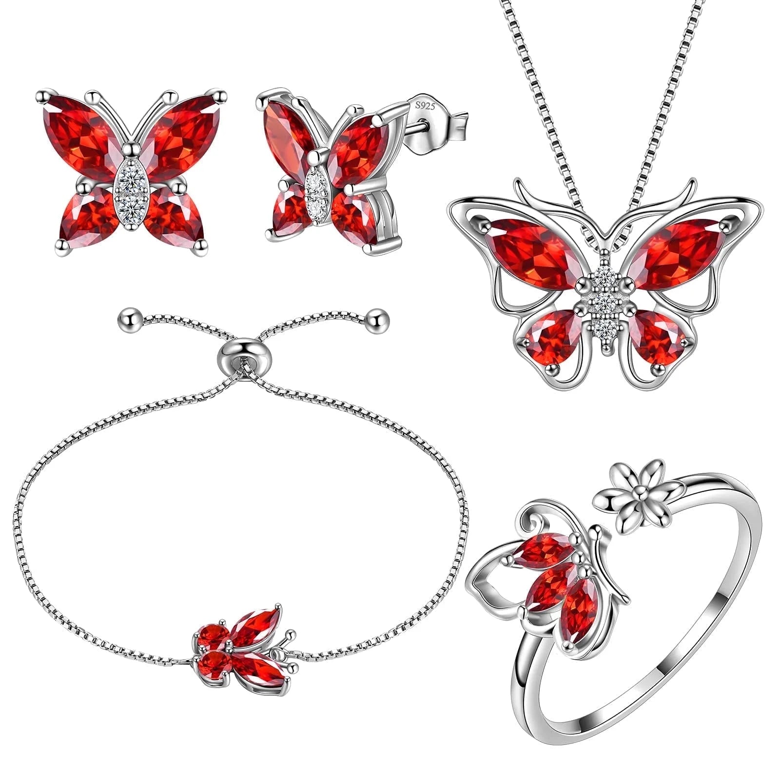 The Monarch Garnet Suite: January Birthstone Collection in 925 Sterling Silver