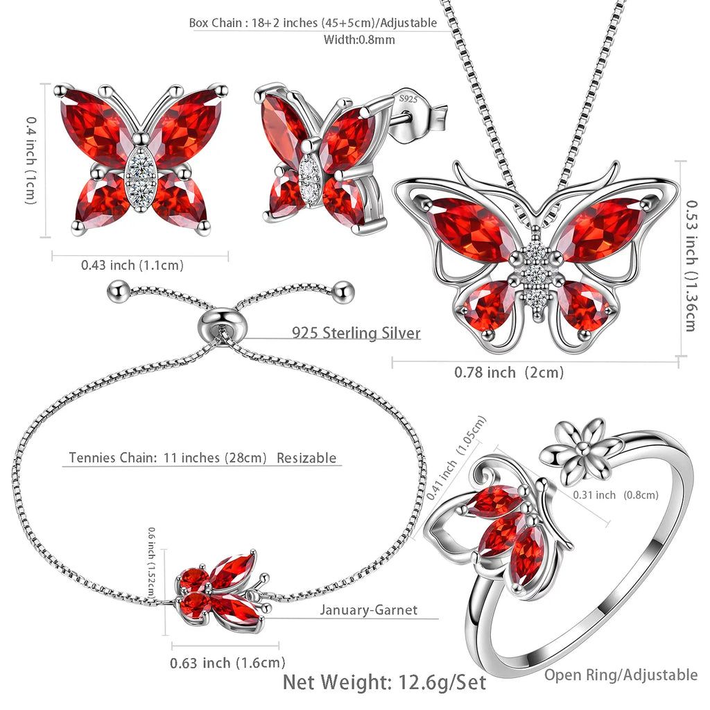 The Monarch Garnet Suite: January Birthstone Collection in 925 Sterling Silver