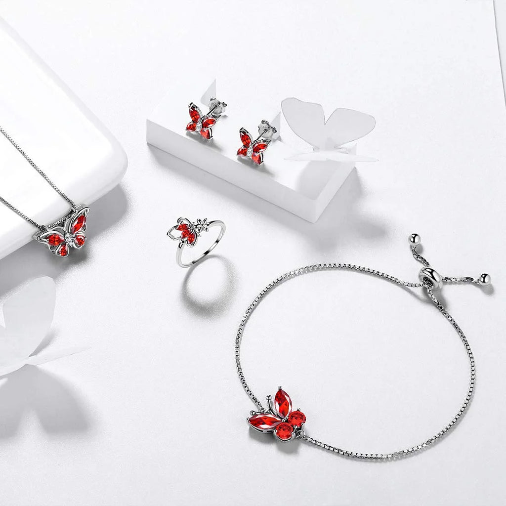 The Monarch Garnet Suite: January Birthstone Collection in 925 Sterling Silver