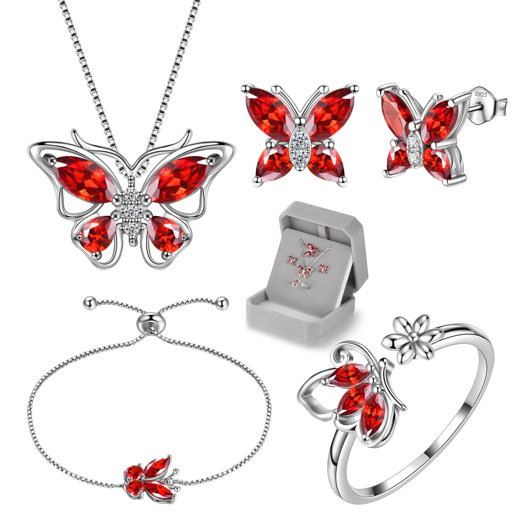 The Monarch Garnet Suite: January Birthstone Collection in 925 Sterling Silver