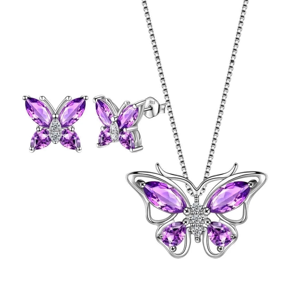The Ethereal Monarch Suite: February Amethyst & handcrafted 925 Sterling Silver Collection 